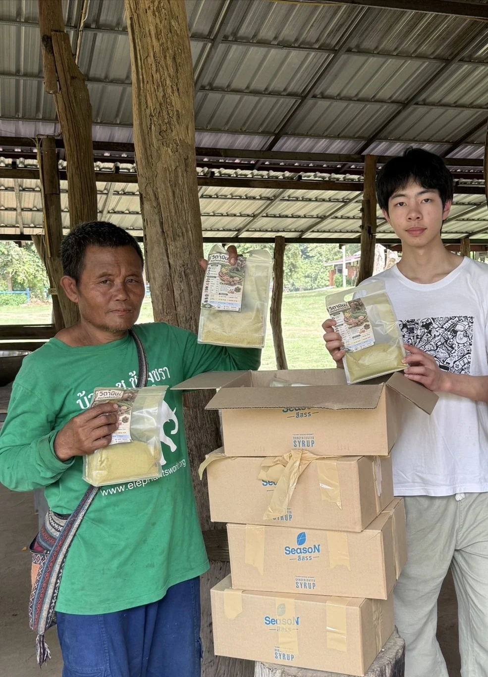 Delivering prepared supplements at Elephants World